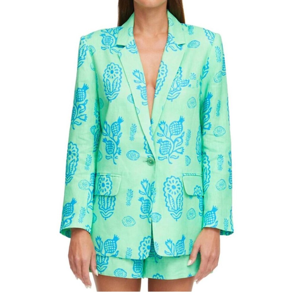 Rhode Winnefred Green Floral Linen Blazer (LARGE)